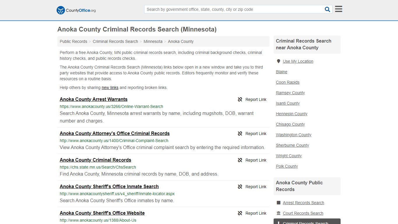 Criminal Records Search - Anoka County, MN (Arrests, Jails ...